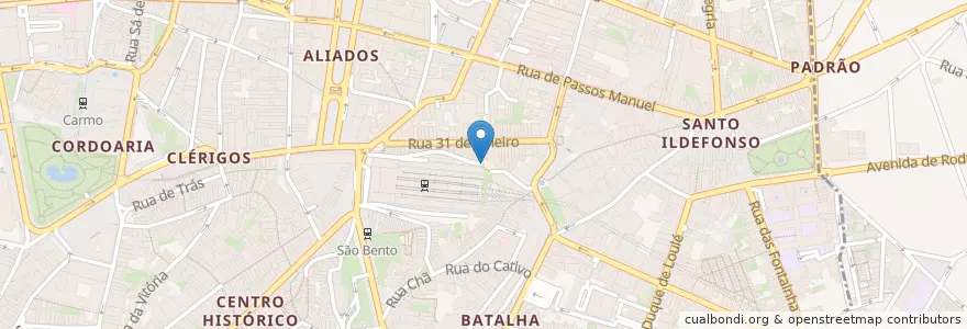 Mapa de ubicacion de Ferro bar en 葡萄牙, 北部大區, Área Metropolitana Do Porto, Porto, Porto, Cedofeita, Santo Ildefonso, Sé, Miragaia, São Nicolau E Vitória.