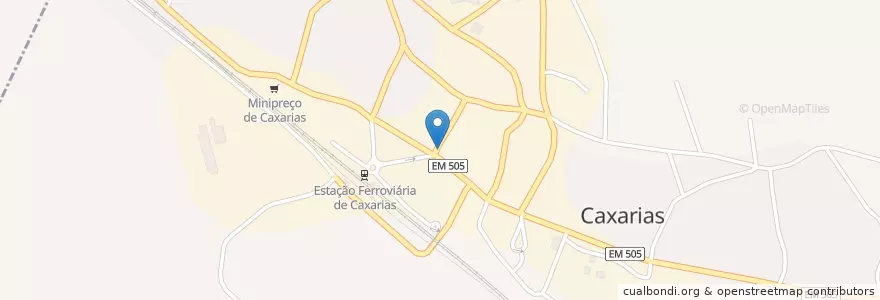 Mapa de ubicacion de Junta de Freguesia de Caxarias en Португалия, Центральный Регион, Santarém, Médio Tejo, Ourém, Caxarias.