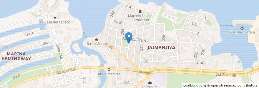 Mapa de ubicacion de Los surfistas en 古巴, La Habana.