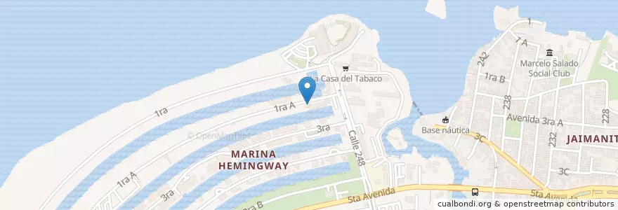 Mapa de ubicacion de Casa del Habano en Cuba, La Habana.