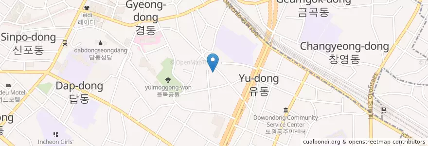 Mapa de ubicacion de 율목동 en Südkorea, Incheon, 율목동.