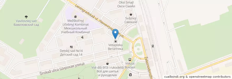 Mapa de ubicacion de Пушкинская аптека en ロシア, 北西連邦管区, レニングラード州, サンクト ペテルブルク, Пушкинский Район, Пушкин.