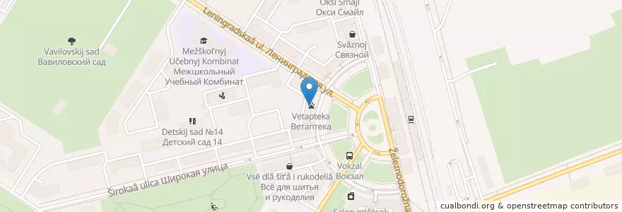 Mapa de ubicacion de Ветаптека ооо Фармакея en Russie, District Fédéral Du Nord-Ouest, Oblast De Léningrad, Saint-Pétersbourg, Пушкинский Район, Пушкин.