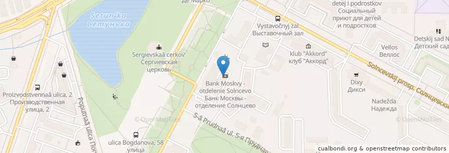 Mapa de ubicacion de ВТБ en Rusia, Distrito Federal Central, Москва, Западный Административный Округ, Район Солнцево.