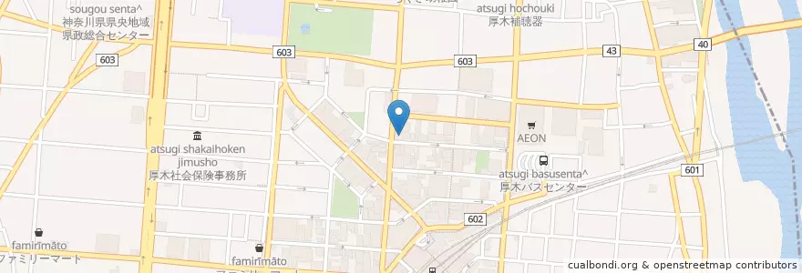 Mapa de ubicacion de 城南信用金庫 en 일본, 가나가와현, 厚木市.