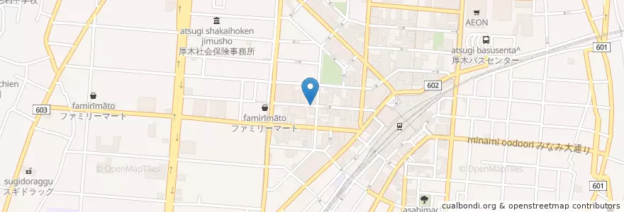 Mapa de ubicacion de てつの屋 en 日本, 神奈川県, 厚木市.
