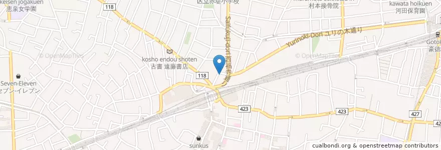 Mapa de ubicacion de 経堂駅前郵便局 en Japan, Tokio, 世田谷区.