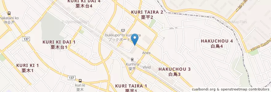 Mapa de ubicacion de 栗平駅前交番 en Japón, Prefectura De Kanagawa, Kawasaki, 麻生区.