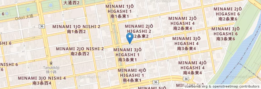 Mapa de ubicacion de かかし en 日本, 北海道, 石狩振興局, 札幌市, 中央区.