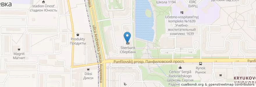 Mapa de ubicacion de Сбербанк en Russia, Distretto Federale Centrale, Oblast' Di Mosca, Москва, Зеленоградский Административный Округ, Район Крюково.