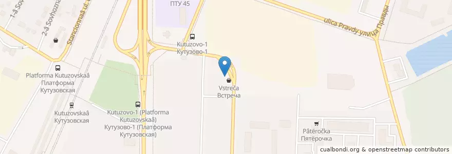 Mapa de ubicacion de Летнее кафе "Встреча" en Rusia, Distrito Federal Central, Óblast De Moscú, Городской Округ Подольск.