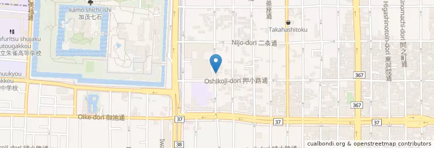 Mapa de ubicacion de 京都二条油小路郵便局 en ژاپن, 京都府, 京都市, 中京区.