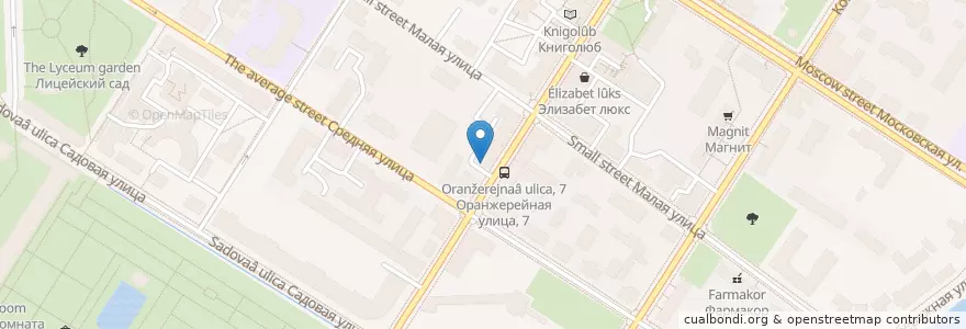 Mapa de ubicacion de Итальянский ресторан "Фортунато" en Russie, District Fédéral Du Nord-Ouest, Oblast De Léningrad, Saint-Pétersbourg, Пушкинский Район, Пушкин.