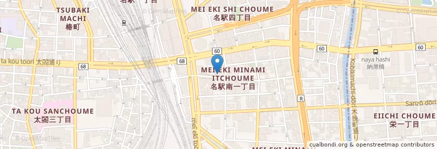 Mapa de ubicacion de 柳里神社 en Japonya, 愛知県, 名古屋市, 中村区.