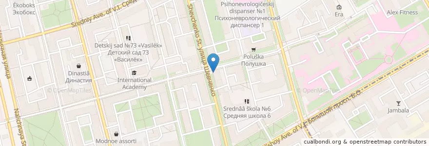 Mapa de ubicacion de Пекарня Арго en Russland, Föderationskreis Nordwest, Oblast Leningrad, Sankt Petersburg, Василеостровский Район, Hafenviertel.