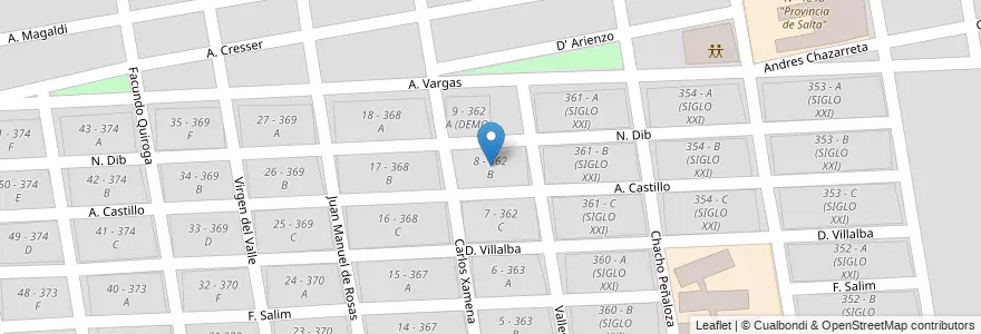 Mapa de ubicacion de 8 - 362 B en Argentinien, Salta, Capital, Municipio De Salta, Salta.