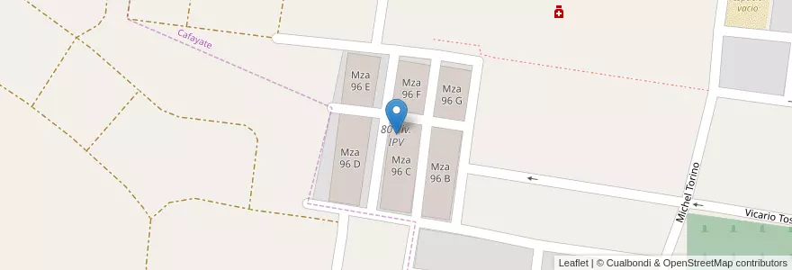 Mapa de ubicacion de 80 Viv. IPV en 아르헨티나, Salta, Cafayate, Municipio De Cafayate.
