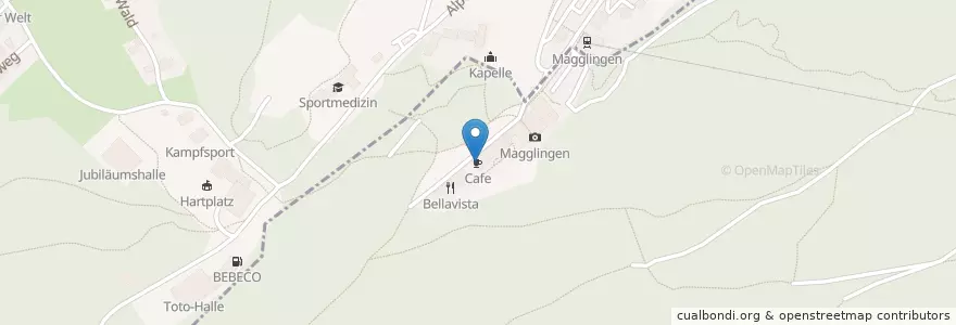 Mapa de ubicacion de Cafe en İsviçre, Bern/Berne, Verwaltungsregion Seeland, Verwaltungskreis Biel/Bienne, Evilard.
