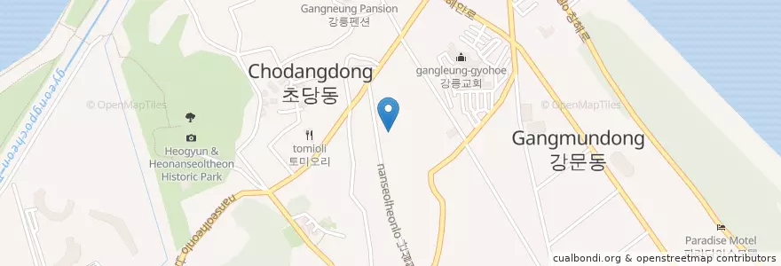 Mapa de ubicacion de 초당동 en 대한민국, 강원도, 강릉시, 초당동.