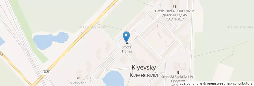 Mapa de ubicacion de Почта en روسيا, Центральный Федеральный Округ, Москва, Троицкий Административный Округ, Поселение Киевский.