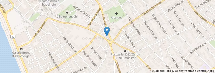 Mapa de ubicacion de Kreuzplatz en Switzerland, Zurich, District Zurich, Zurich.