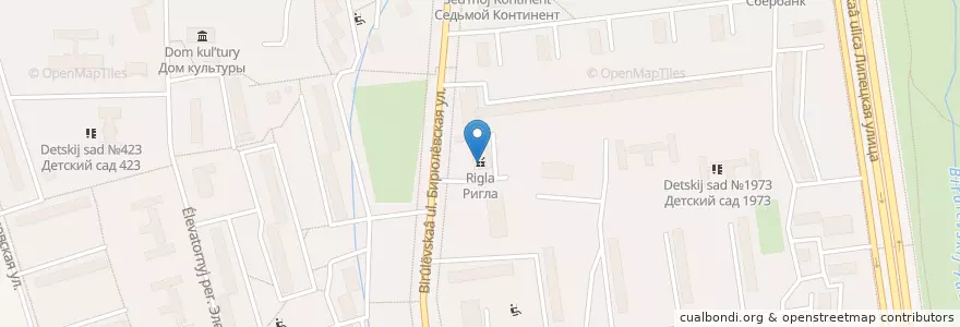 Mapa de ubicacion de Ригла en Russia, Distretto Federale Centrale, Москва, Южный Административный Округ, Район Бирюлёво Восточное.