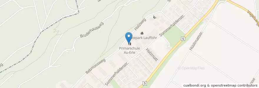 Mapa de ubicacion de Primarschule Au-Erle en Suiza, Aargau, Bezirk Brugg, Brugg.