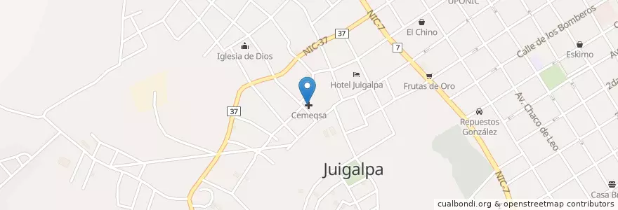 Mapa de ubicacion de Cemeqsa en Nikaragua, Chontales, Juigalpa (Municipio).