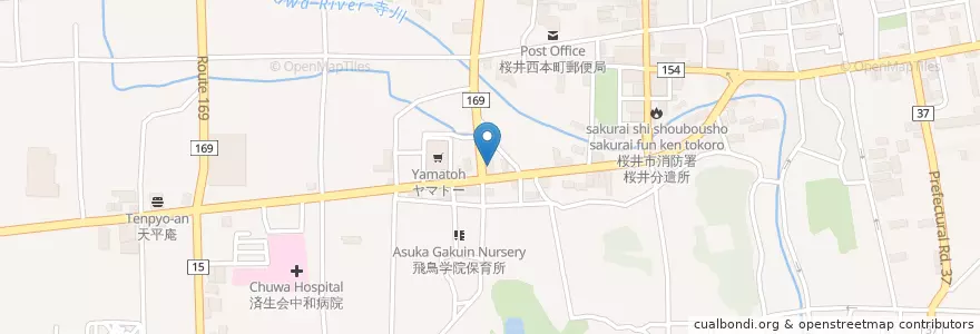 Mapa de ubicacion de ココス en Jepun, 奈良県, 桜井市.