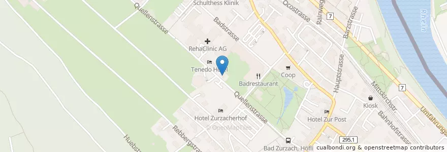 Mapa de ubicacion de Panorama-Restaurant en 스위스, Aargau, Bezirk Zurzach, Bad Zurzach.