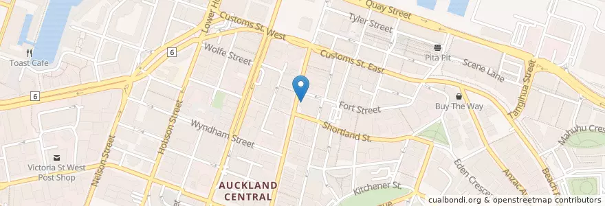 Mapa de ubicacion de BNZ en Nueva Zelanda, Auckland, Waitematā.
