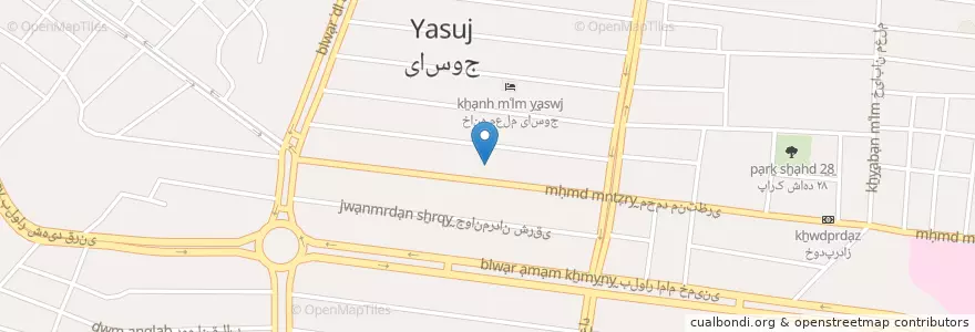 Mapa de ubicacion de یاسوج en Иран, Кохгилуйе И Бойерахмед, شهرستان بویراحمد, بخش مرکزی شهرستان بویراحمد, یاسوج.