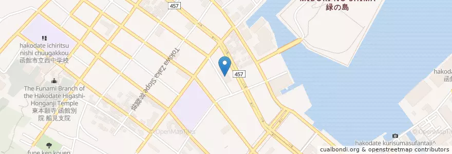 Mapa de ubicacion de ツルハドラッグ 函館大町店 en اليابان, محافظة هوكايدو, 渡島総合振興局, 函館市.
