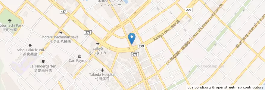 Mapa de ubicacion de 北洋銀行 en اليابان, محافظة هوكايدو, 渡島総合振興局, 函館市.