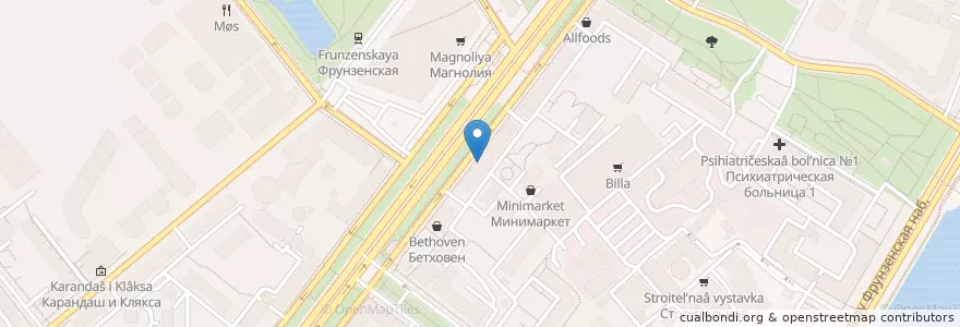 Mapa de ubicacion de Бинбанк en Rusia, Distrito Federal Central, Москва, Distrito Administrativo Central, Район Хамовники.
