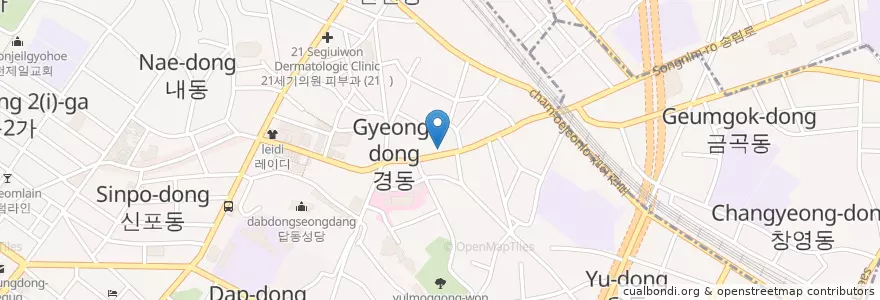 Mapa de ubicacion de 경동 en 대한민국, 인천, 동구, 경동, 동인천동.