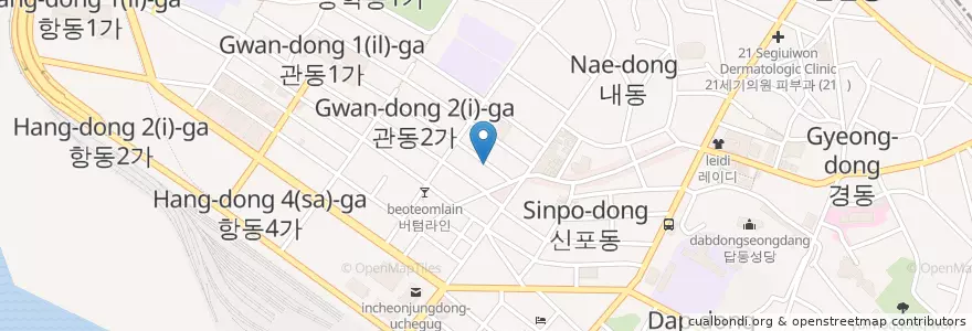 Mapa de ubicacion de 관동3가 en Corea Del Sur, Incheon, 중구, 관동3가.