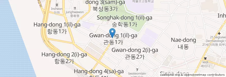 Mapa de ubicacion de 관동1가 en Coreia Do Sul, 인천, 중구, 관동1가.