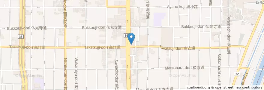 Mapa de ubicacion de 京都銀行本店東館 (Kyoto Bank) en Japonya, 京都府, 京都市, 下京区.