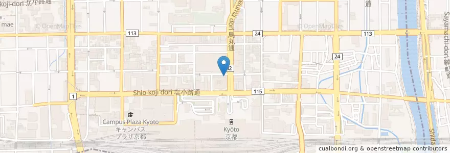 Mapa de ubicacion de マクドナルド en Japão, 京都府, Quioto, 下京区.