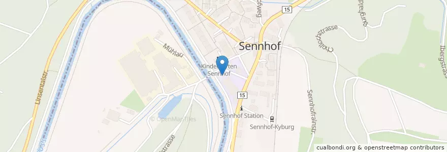Mapa de ubicacion de Betreuung Sennhof en Schweiz/Suisse/Svizzera/Svizra, Zürich, Bezirk Winterthur, Winterthur.