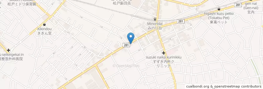 Mapa de ubicacion de 増田屋 en 日本, 千葉県, 松戸市.
