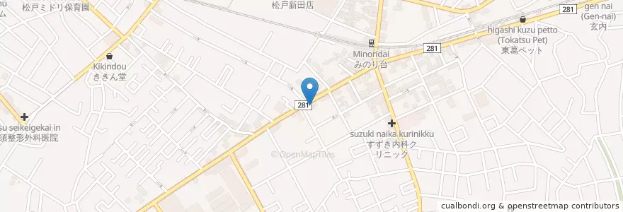 Mapa de ubicacion de ふくふく亭 en Япония, Тиба, 松戸市.