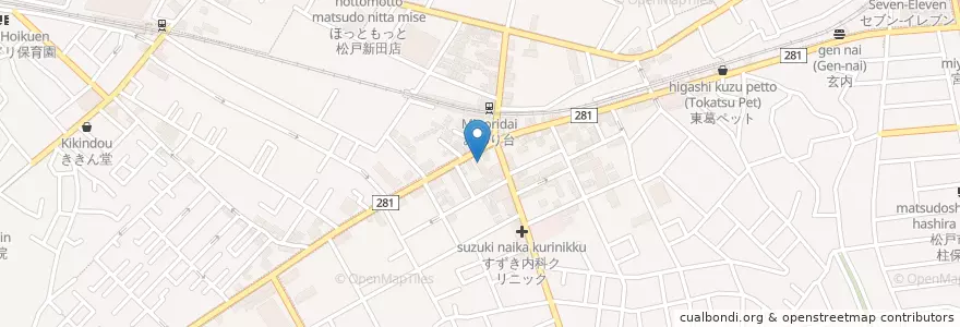 Mapa de ubicacion de 東日本銀行松戸支店 en Japan, Präfektur Chiba, 松戸市.