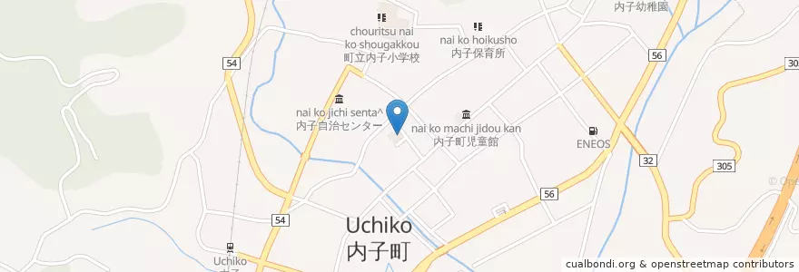 Mapa de ubicacion de 内子座 en Japonya, 愛媛県, 喜多郡, 内子町.