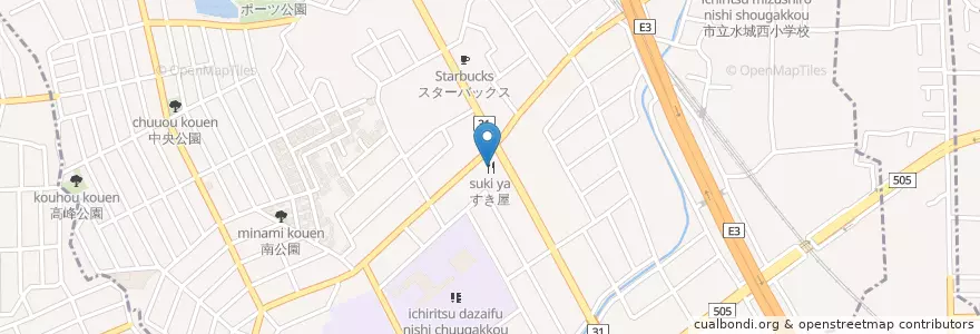 Mapa de ubicacion de すき家 en اليابان, محافظة فوكوكا, 太宰府市.