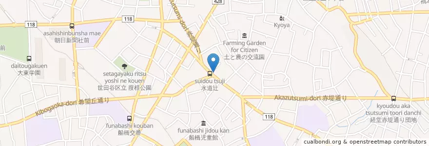 Mapa de ubicacion de 城南信用金庫 (The Johnan Shinkin Bank) en Japon, Tokyo, 世田谷区.