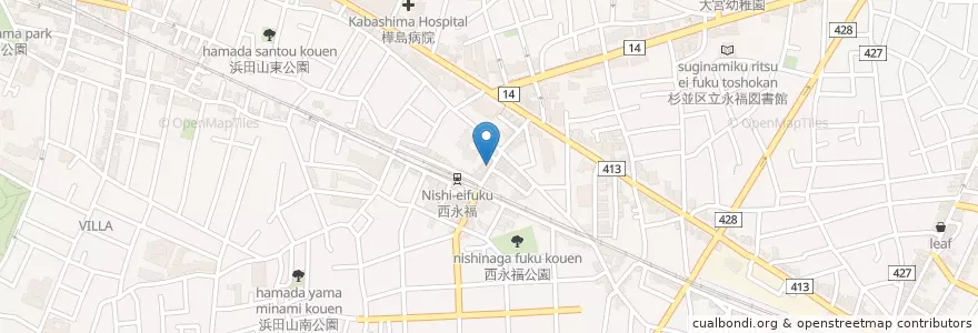 Mapa de ubicacion de すき家 en 日本, 東京都, 杉並区.