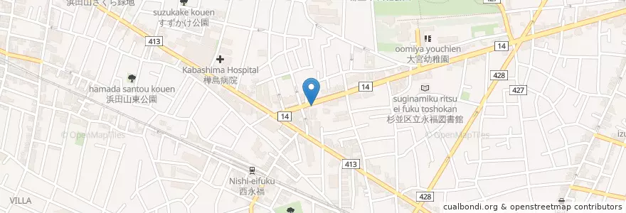 Mapa de ubicacion de 不二家レストラン en ژاپن, 東京都, 杉並区.