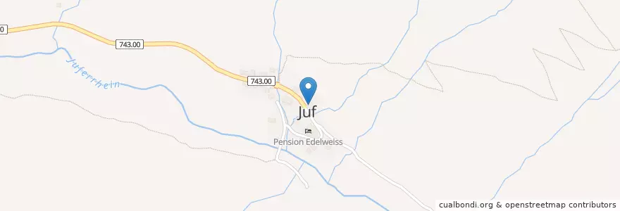 Mapa de ubicacion de 7448 Juf en Svizzera, Grigioni, Viamala, Avers.